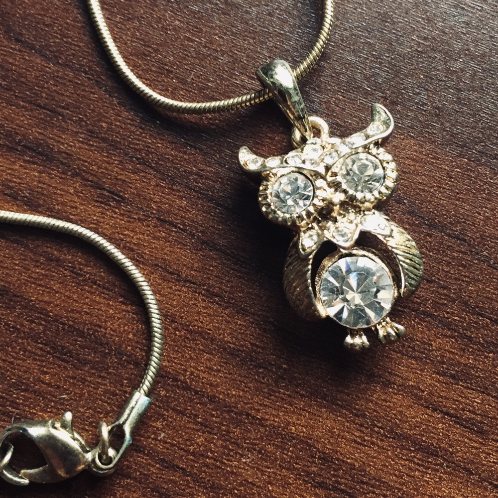 💋NWOT Owl Diamond Gold Vintage Necklace